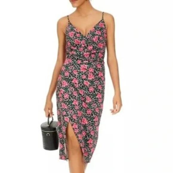 NEW Betsey Johnson Midi Dress Leopard Cheetah Print with Roses Size 4 - Picture 1 of 5